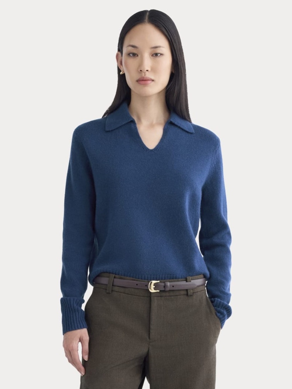 Everlane Cashmere Polo Sweater Deep Lazuli Blue Size S NWOT